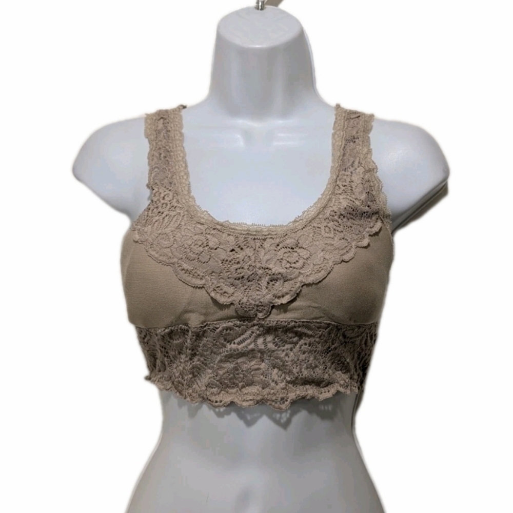 Zanana Outfitters Cami Lace Bra Bralette S M Brown 90s Y2K Whimsical 200L